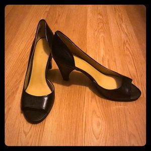 Nine West black D'Orsay leather shoes - 9.5 3 inches heel